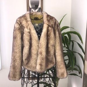 Idra Faux Fur Two Tone Cropped Jacket Coat